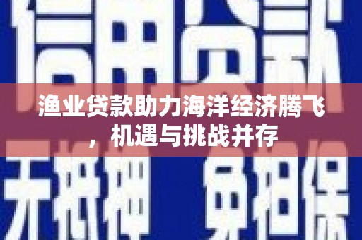 丰滨渔业贷款助力海洋经济腾飞，机遇与挑战并存