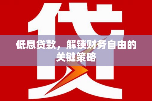 丰滨低息贷款，解锁财务自由的关键策略