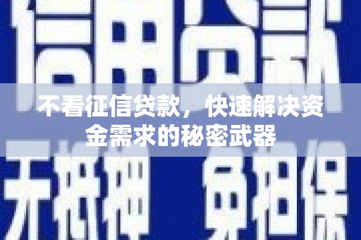 丰滨不看征信贷款，快速解决资金需求的秘密武器