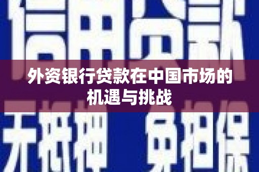 丰滨外资银行贷款在中国市场的机遇与挑战