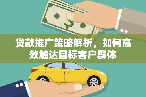 丰滨贷款推广策略解析，如何高效触达目标客户群体