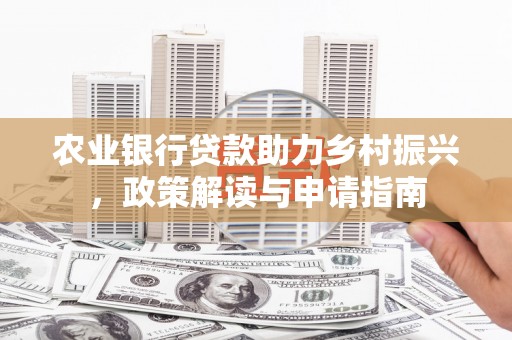 丰滨农业银行贷款助力乡村振兴，政策解读与申请指南