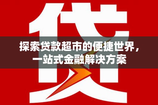 丰滨探索贷款超市的便捷世界，一站式金融解决方案