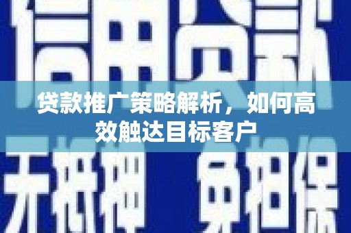 丰滨贷款推广策略解析，如何高效触达目标客户