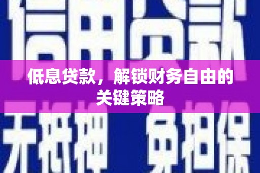 丰滨低息贷款，解锁财务自由的关键策略