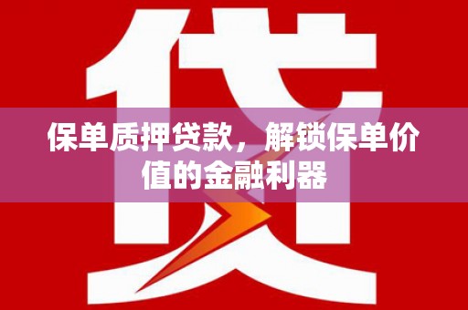 丰滨保单质押贷款，解锁保单价值的金融利器