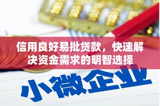 丰滨信用良好易批贷款，快速解决资金需求的明智选择