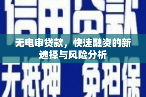 丰滨无电审贷款，快速融资的新选择与风险分析