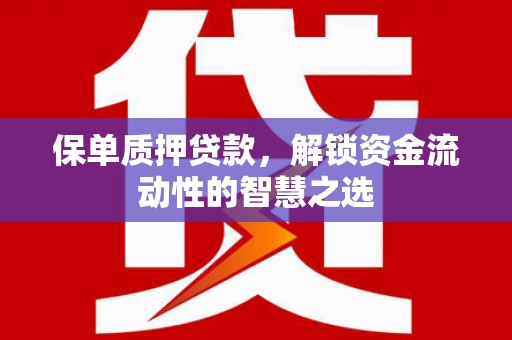 丰滨保单质押贷款，解锁资金流动性的智慧之选