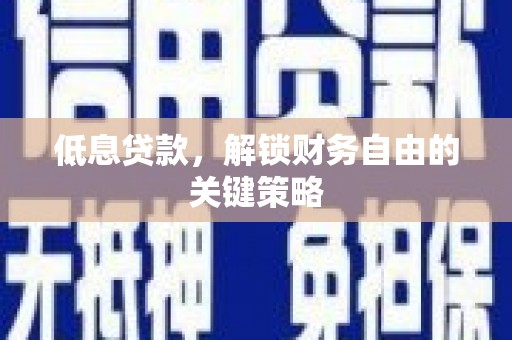 丰滨低息贷款，解锁财务自由的关键策略