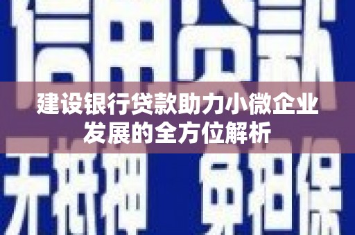 丰滨建设银行贷款助力小微企业发展的全方位解析