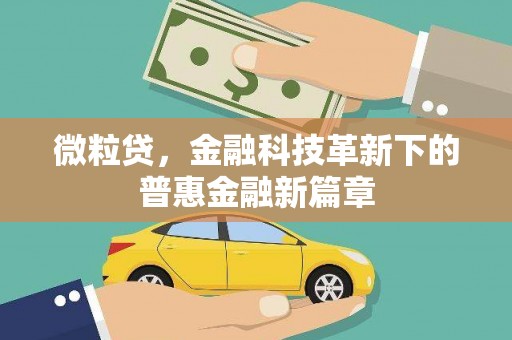 丰滨微粒贷，金融科技革新下的普惠金融新篇章